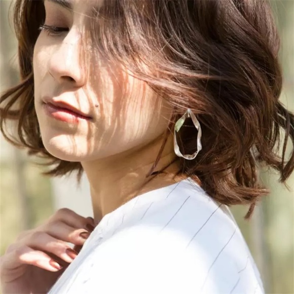 'Symphony' Antique Gold Irregular Drop Earrings - Picture 3 of 10